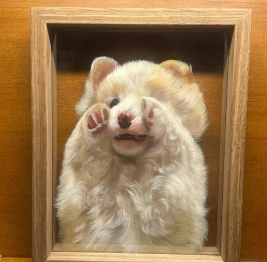 Custom Pet Souvenir Tabletop Painting with Glass Frame