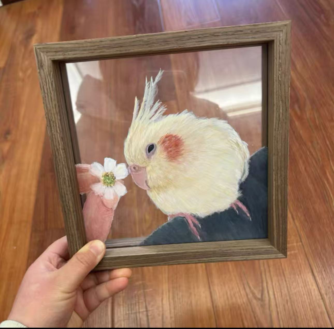 Custom Pet Souvenir Tabletop Painting with Glass Frame